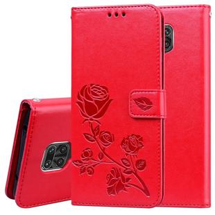 For Xiaomi Redmi Note 9 Pro Rose Embossed Horizontal Flip PU Leather Case with Holder & Card Slots & Wallet(Red)