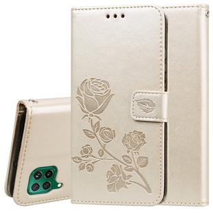For Huawei P40 Lite Rose Embossed Horizontal Flip PU Leather Case with Holder & Card Slots & Wallet(Gold)