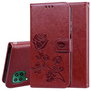 For Huawei P40 Lite Rose Embossed Horizontal Flip PU Leather Case with Holder & Card Slots & Wallet(Brown)