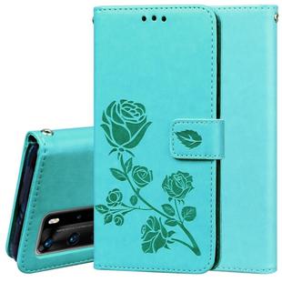 For Huawei P40 Pro Rose Embossed Horizontal Flip PU Leather Case with Holder & Card Slots & Wallet(Green)