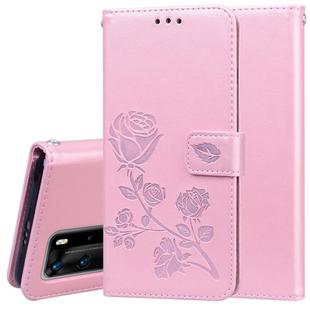 For Huawei P40 Pro Rose Embossed Horizontal Flip PU Leather Case with Holder & Card Slots & Wallet(Rose Gold)