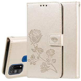 For Galaxy M31 Rose Embossed Horizontal Flip PU Leather Case with Holder & Card Slots & Wallet(Gold)