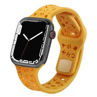 English Letters Silicone Watch Band For Apple Watch Ultra 49mm / Series 8&7 45mm / SE 2&6&SE&5&4 44mm / 3&2&1 42mm(Yellow)