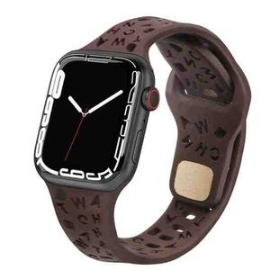 English Letters Silicone Watch Band For Apple Watch Series 8&7 41mm / SE 2&6&SE&5&4 40mm / 3&2&1 38mm(Brown)