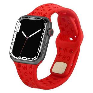 English Letters Silicone Watch Band For Apple Watch Series 8&7 41mm / SE 2&6&SE&5&4 40mm / 3&2&1 38mm(Red)