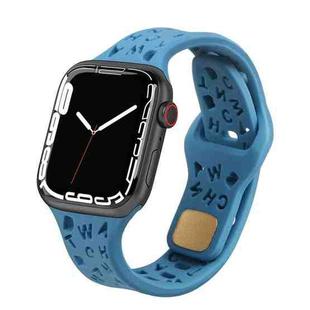 English Letters Silicone Watch Band For Apple Watch Series 8&7 41mm / SE 2&6&SE&5&4 40mm / 3&2&1 38mm(Sky Blue)