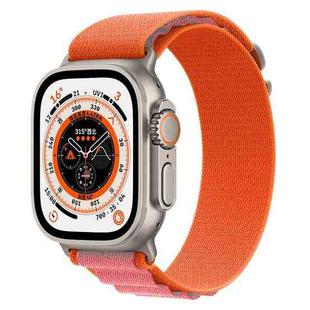 For Apple Watch Ultra 49mm Nylon Watch Band (Orange+Pink)