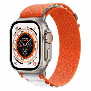 For Apple Watch Ultra 49mm Nylon Watch Band (White+Orange)