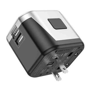 hoco AC5 Dual Port Universal Conversion Charger, Plug Type:US Plug(Black)