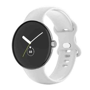 For Google Pixel Watch Single Color Silicone Watch Band Man(White)