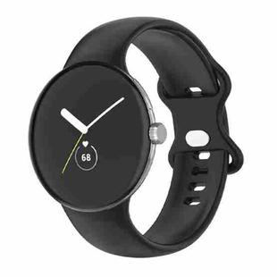 For Google Pixel Watch Single Color Silicone Watch Band Man(Black)