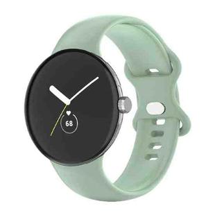 For Google Pixel Watch Single Color Silicone Watch Band Man(Light Green)