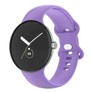 For Google Pixel Watch Single Color Silicone Watch Band Man(Light Purple)