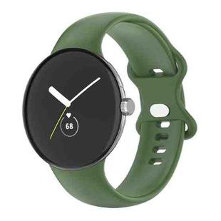 For Google Pixel Watch Single Color Silicone Watch Band Man(Green)