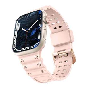 Waterproof Double Buckle Silicone Watch Band for Apple Watch Ultra 49mm / Series 8&7 45mm / SE 2&6&SE&5&4 44mm / 3&2&1 42mm(Pink)