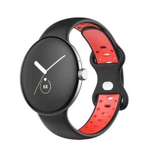 For Google Pixel Watch Two-Color Silicone Watch Band Man(Black Red)