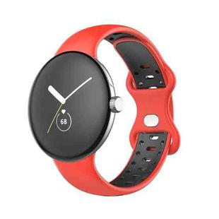 For Google Pixel Watch Two-Color Silicone Watch Band Man(Red Black)