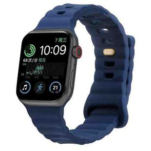 Reverse Buckle Silicone Watch Band for Apple Watch Ultra 49mm / Series 8&7 45mm / SE 2&6&SE&5&4 44mm / 3&2&1 42mm(Royal Blue)