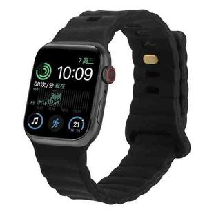 Reverse Buckle Silicone Watch Band for Apple Watch Ultra 49mm / Series 8&7 45mm / SE 2&6&SE&5&4 44mm / 3&2&1 42mm(Black)