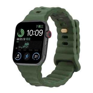 Reverse Buckle Silicone Watch Band for Apple Watch Ultra 49mm / Series 8&7 45mm / SE 2&6&SE&5&4 44mm / 3&2&1 42mm(Dark Green)