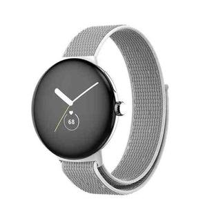 For Google Pixel Watch Nylon Woven Watch Band(Grey White)