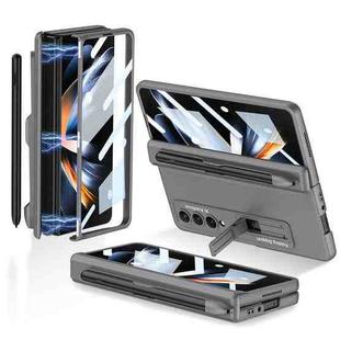 For Samsung Galaxy Z Fold4 GKK Magnetic Hinge Flip Phone Case with Holder & Pen Slot(Grey)
