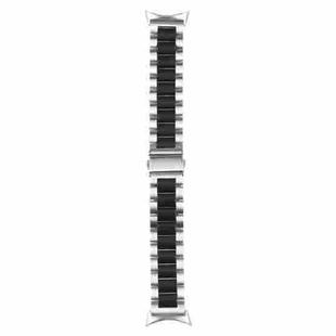 For Google Pixel Watch Three Strains Stainless Steel Metal Watch Band (Silver Black)