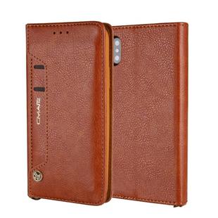 For iPhone XS / X CMai2 Kaka Series Litchi Texture Horizontal Flip Leather Case with Holder & Card Slots(Brown)