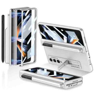 For Samsung Galaxy Z Fold4 GKK Magnetic Hinge Flip Phone Case with Pen Holder & Holder(Silver)