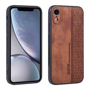 For iPhone XR AZNS 3D Embossed Skin Feel Phone Case(Brown)