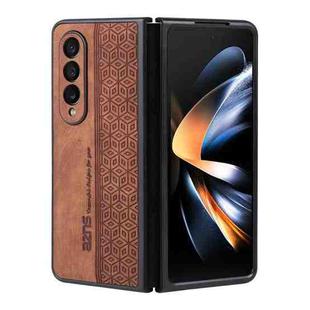 For Samsung Galaxy Z Fold4 5G AZNS 3D Embossed Skin Feel Phone Case(Brown)