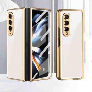 For Samsung Galaxy Z Fold4 GKK Integrated Electroplating Painted Glass Phone Case(Pink Gold)
