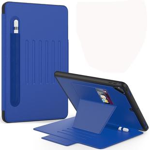 For iPad 9.7 Multifunctional Tablet PC Protective Leather Case with Bracket & Card Slots & Pen Slot & Wake-up / Sleep Function(Blue)