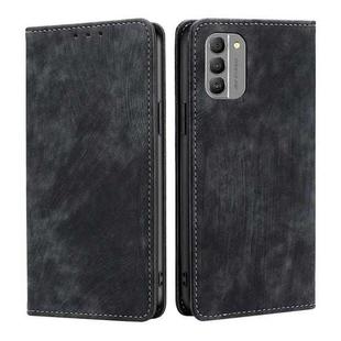 For Nokia G400 RFID Anti-theft Brush Magnetic Leather Phone Case(Black)