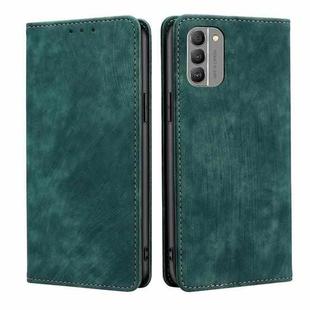 For Nokia G400 RFID Anti-theft Brush Magnetic Leather Phone Case(Green)
