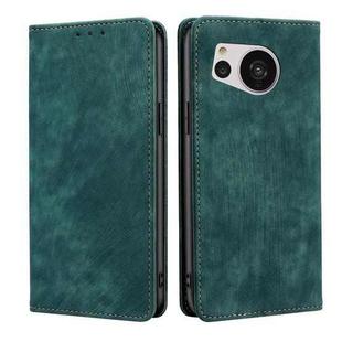 For Sharp Aquos Sense7 RFID Anti-theft Brush Magnetic Leather Phone Case(Green)