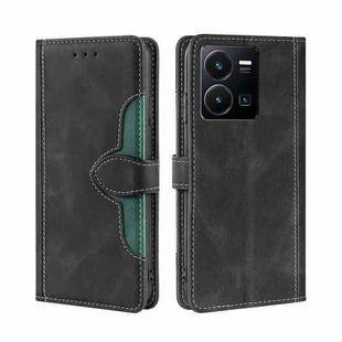 For vivo Y35 4G / Y22 / Y22s Skin Feel Magnetic Buckle Leather Phone Case(Black)