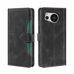 For Sharp Aquos Sense7 Skin Feel Magnetic Buckle Leather Phone Case(Black)