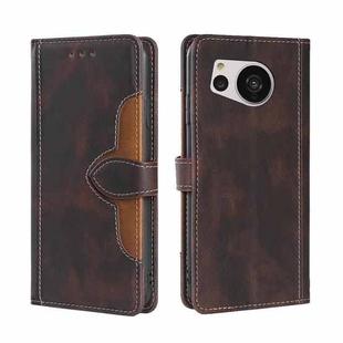 For Sharp Aquos Sense7 Skin Feel Magnetic Buckle Leather Phone Case(Brown)