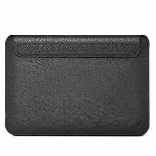 For 12 inch Laptop WIWU Ultra-thin Genuine Leather Laptop Sleeve(Black)
