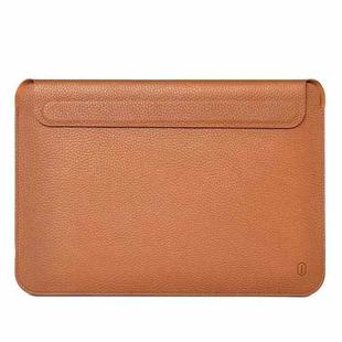 For 12 inch Laptop WIWU Ultra-thin Genuine Leather Laptop Sleeve(Brown)