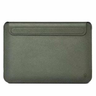 For 14.2 inch Laptop WIWU Ultra-thin Genuine Leather Laptop Sleeve(Army Green)