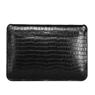 For 13.3 inch Macbook Air Laptop WIWU Ultra-thin Crocodile Texture Genuine Leather Laptop Sleeve(Black)