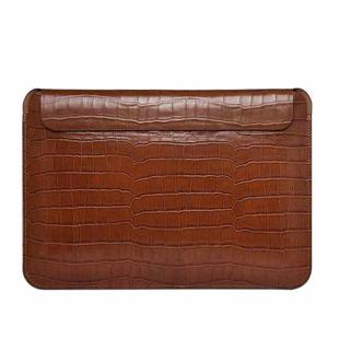 For 13.3 inch Laptop WIWU Ultra-thin Crocodile Texture Genuine Leather Laptop Sleeve(Brown)