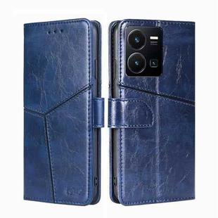 For vivo Y35 4G / Y22 / Y22s Geometric Stitching Leather Phone Case(Blue)