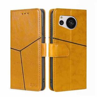 For Sharp Aquos Sense7 Geometric Stitching Leather Phone Case(Yellow)