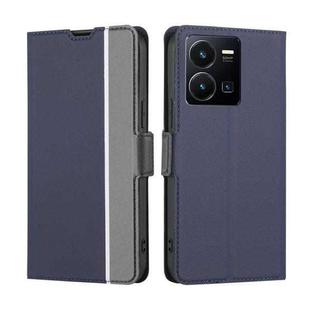 For vivo Y35 4G / Y22 / Y22s Twill Texture Side Button Leather Phone Case(Blue)