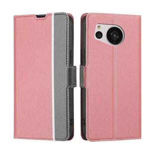 For Sharp Aquos Sense7 Twill Texture Side Button Leather Phone Case(Pink)