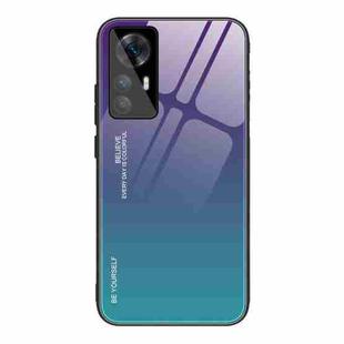 For Xiaomi Redmi K50 Ultra / 12T / 12T Pro Gradient Color Glass Phone Case(Aurora Blue)