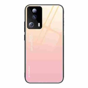 For Xiaomi Civi 2 Gradient Color Glass Phone Case(Yellow Pink)